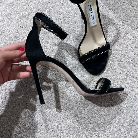 Jimmy Choo Dochas Embellished Suede Sandals - Picture 2 of 3